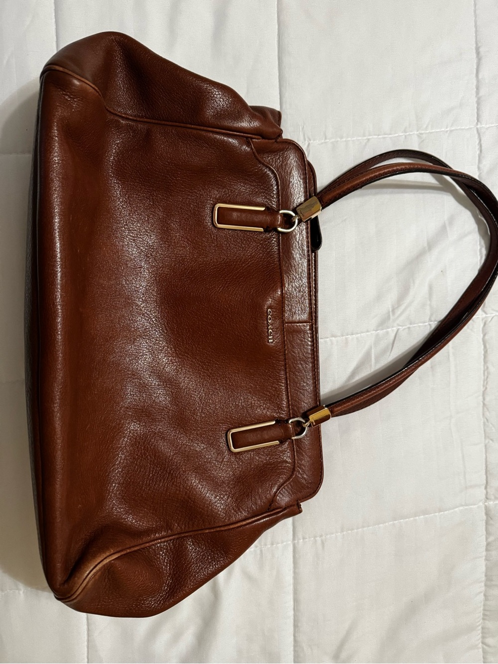 Coach Chestnut Brown Leather Shoulder Bag with Gold Hardware